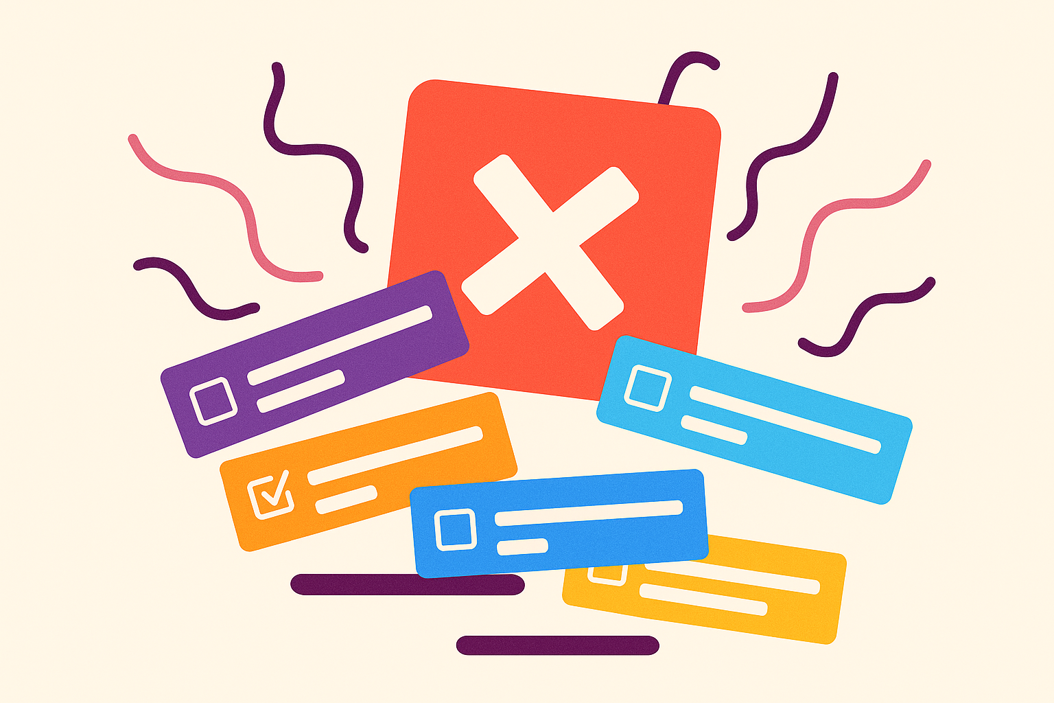 Overwhelming task stack illustration